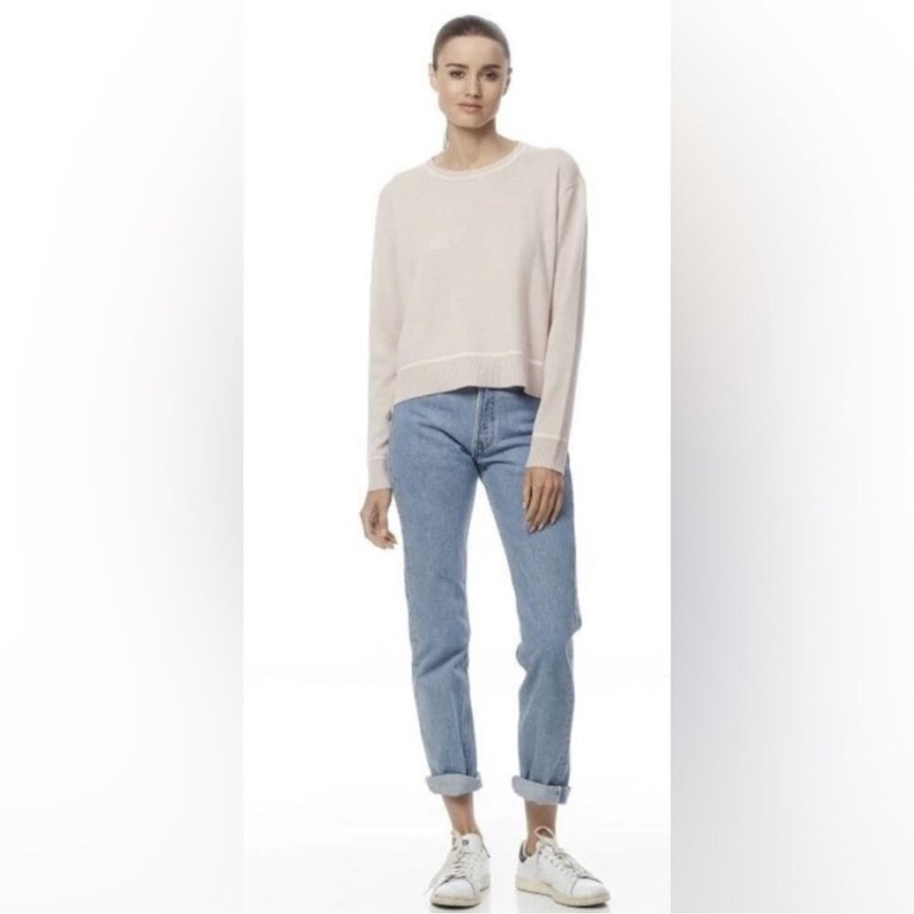 💥360 Cashmere Pastel Pink Zipper Detail Crewneck Cashmere Sweater Size: M
